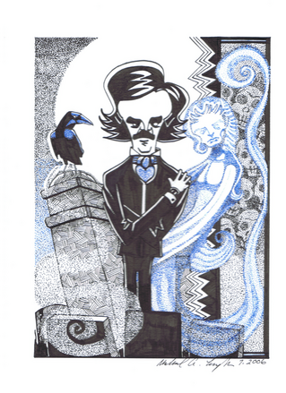 Edgar Allen Poe Caricature by Mike Leuszler. 2005