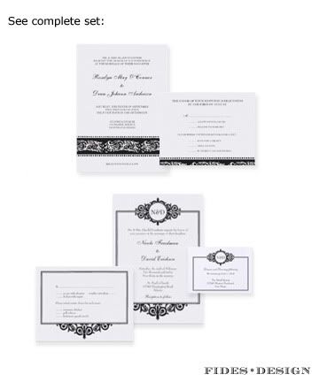 black white victorian scroll wedding invitations
