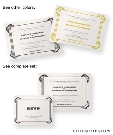 Deco gold black frame wedding invitation RSVP response enclosure Custom