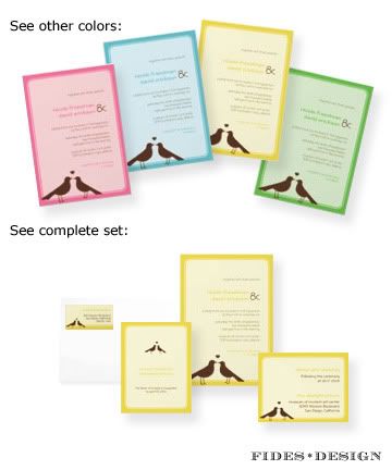 These wedding invitations with little love birds have an elegant and modern