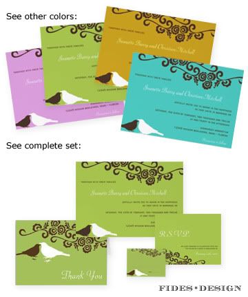 Invite your guests in style with these whimsy love birds wedding invitation 