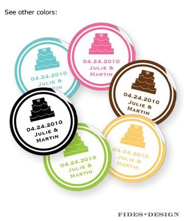 Stickers feature a three tier wedding cake These versatile labels are great