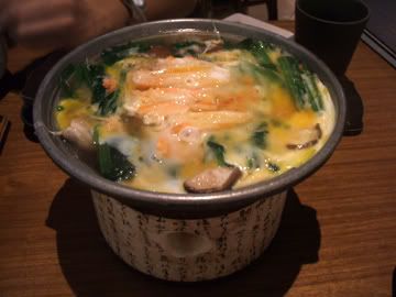 Zen zen oishii ne - crabmeat with spinach and softboiled egg hotplate