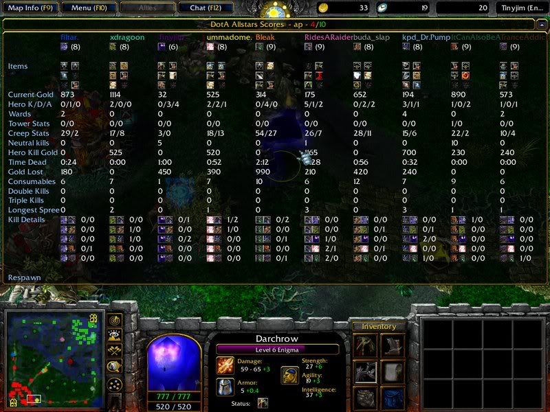 Tiny Jim rocks a cool 3-0 creep score 20 minutes into the game (with five neutrals)