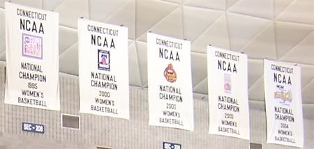 UCONN Women's 5 Championship Banners