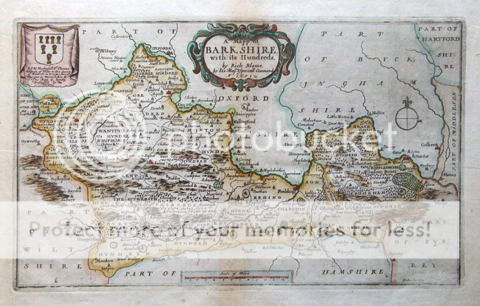 Berkshire Richard Blome Original Hand Coloured Antique Map C1680