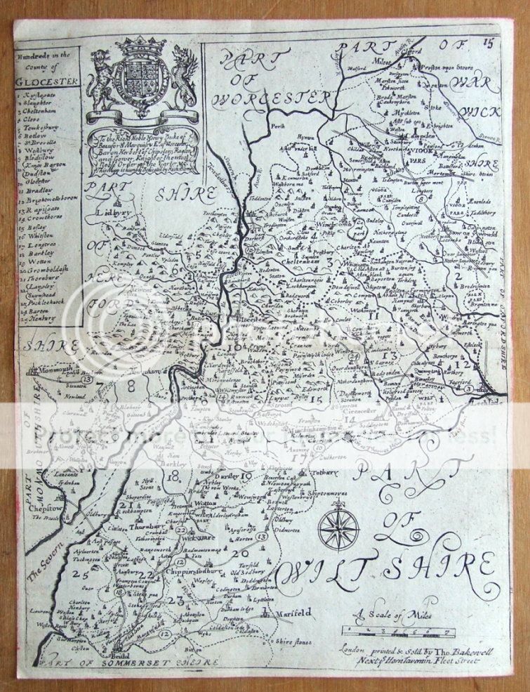   Richard Blome, Thomas Bakewell Original antique map c1735