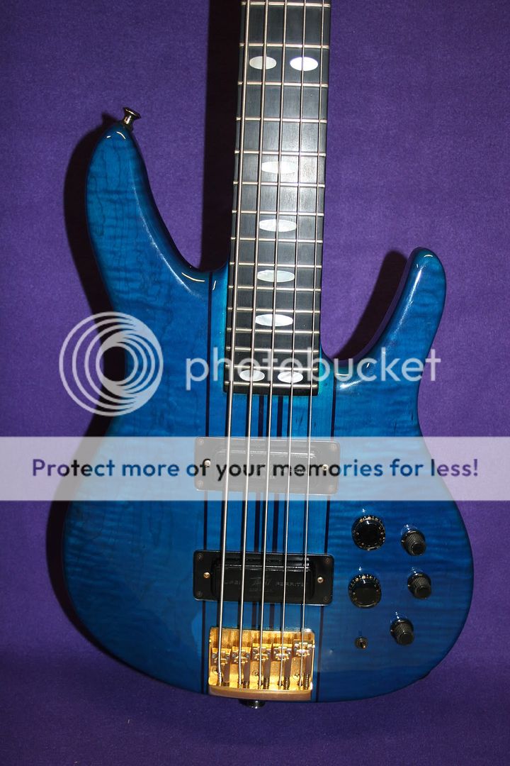    Five TL5 TL 5 5 string Bass Solid Flame Maple Blue Rudy Sarzo  