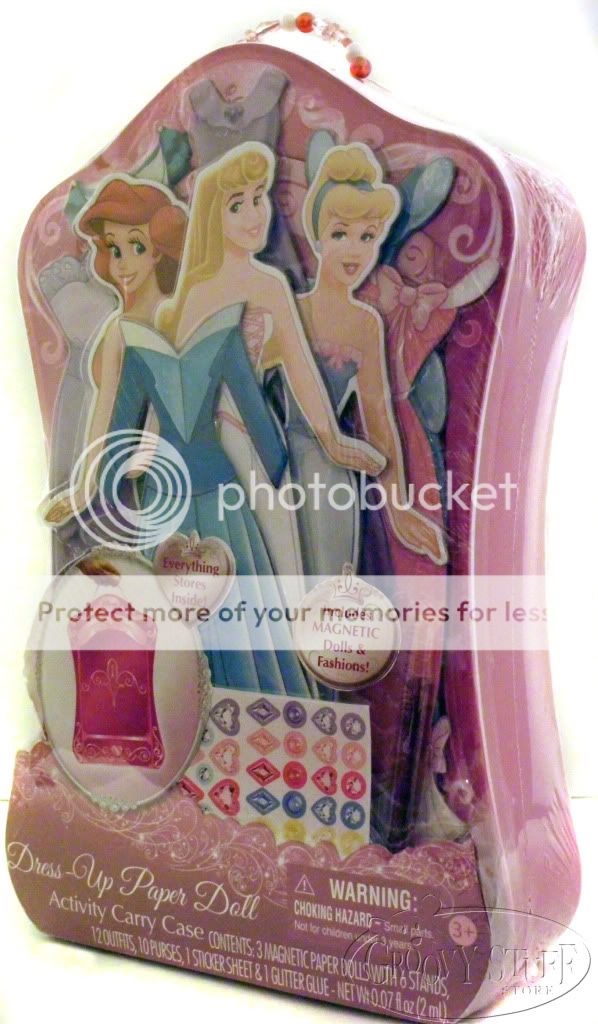 Disney Princess Dress Up Paper Doll Set Carry Case Ariel Cinderella