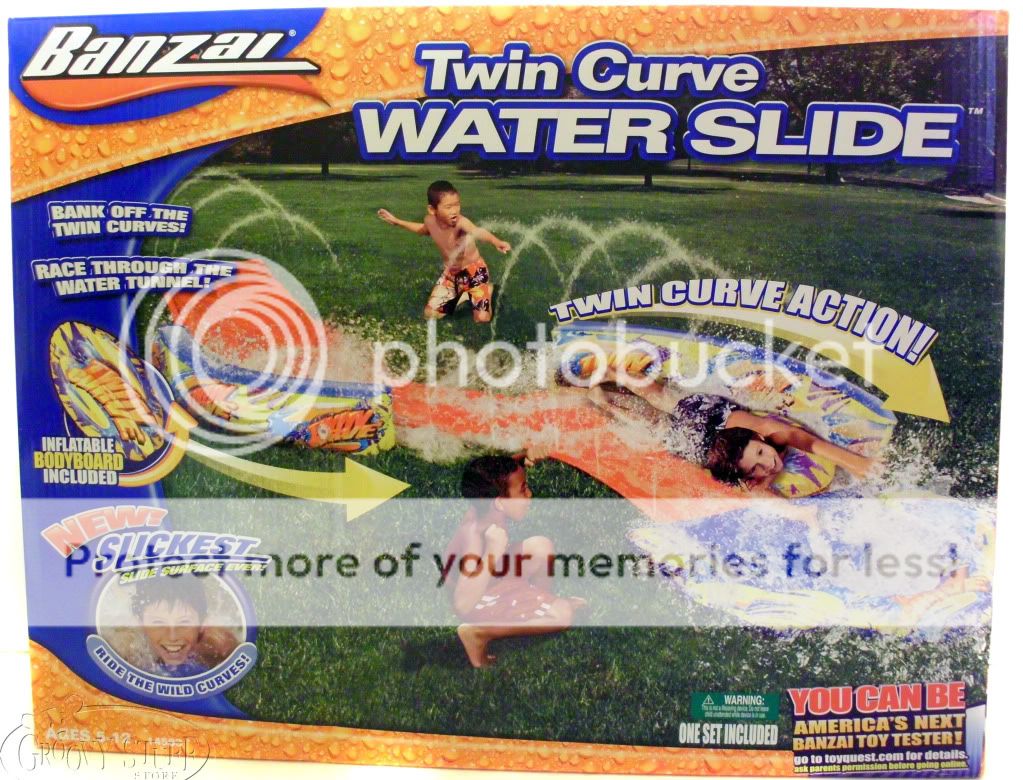 Banzai Twin Curve Water Surf Slide Bodyboard Slip Toy Body Board N and 