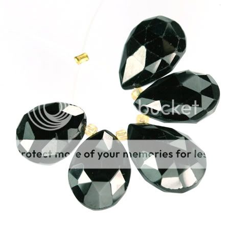 Black Spinel Faceted Pear Shape Briolette Beads  