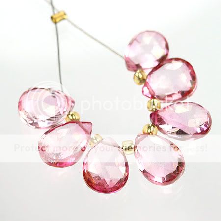 Pink Topaz Faceted Pear Shape Briolette Beads  