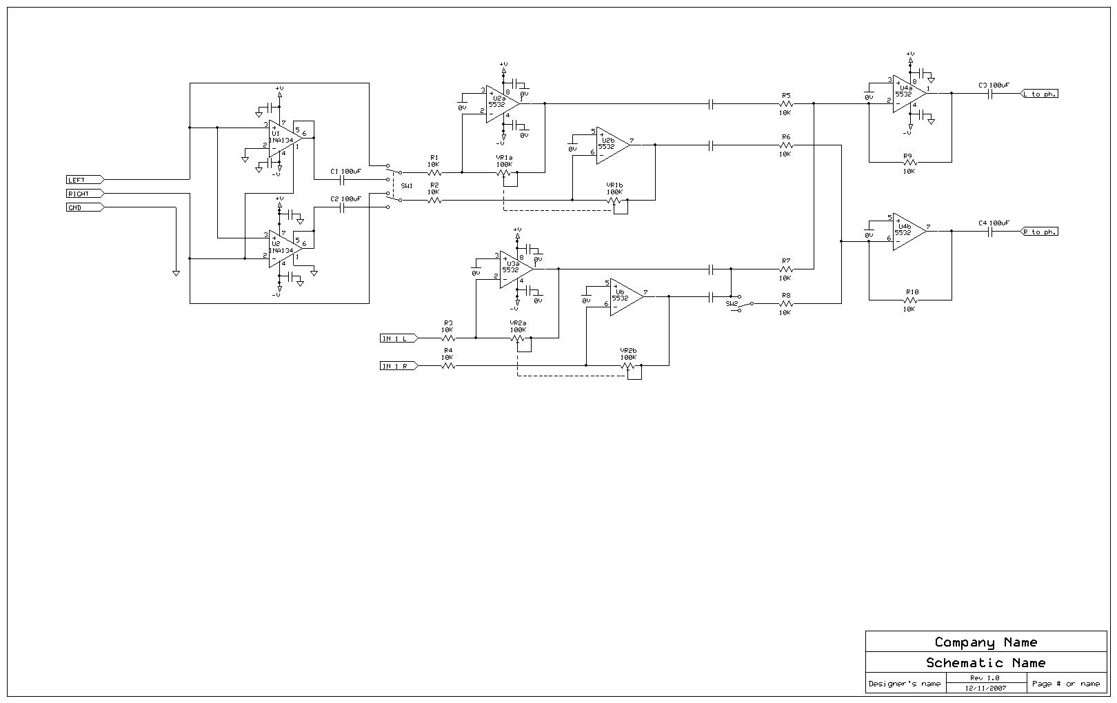Headphone mixer amp with ms matrix