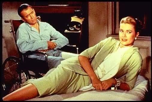 Grace Kelly and James Stewart in Hitchcock's Rear Window (1954)