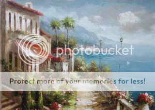 36x48 Mediterranean Art Oil Painting Italian Sea Coast  